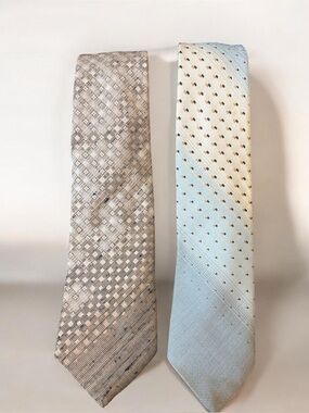 VTG Cappuccino Men's Beige and Light Blue Patterned ties 60”